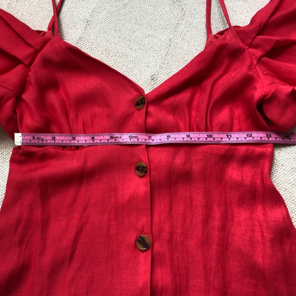 Topshop Cold Shoulder Top Coral Red Barbie Style - Picture 6 of 6